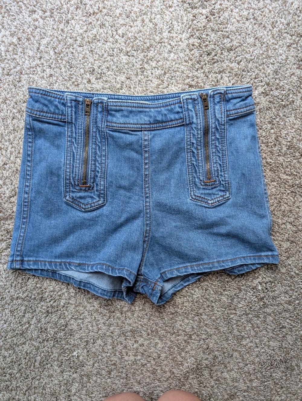 Free People Be Mine Double Zip Light Blue Denim Women’s Shorts Sz 28 Nautical
